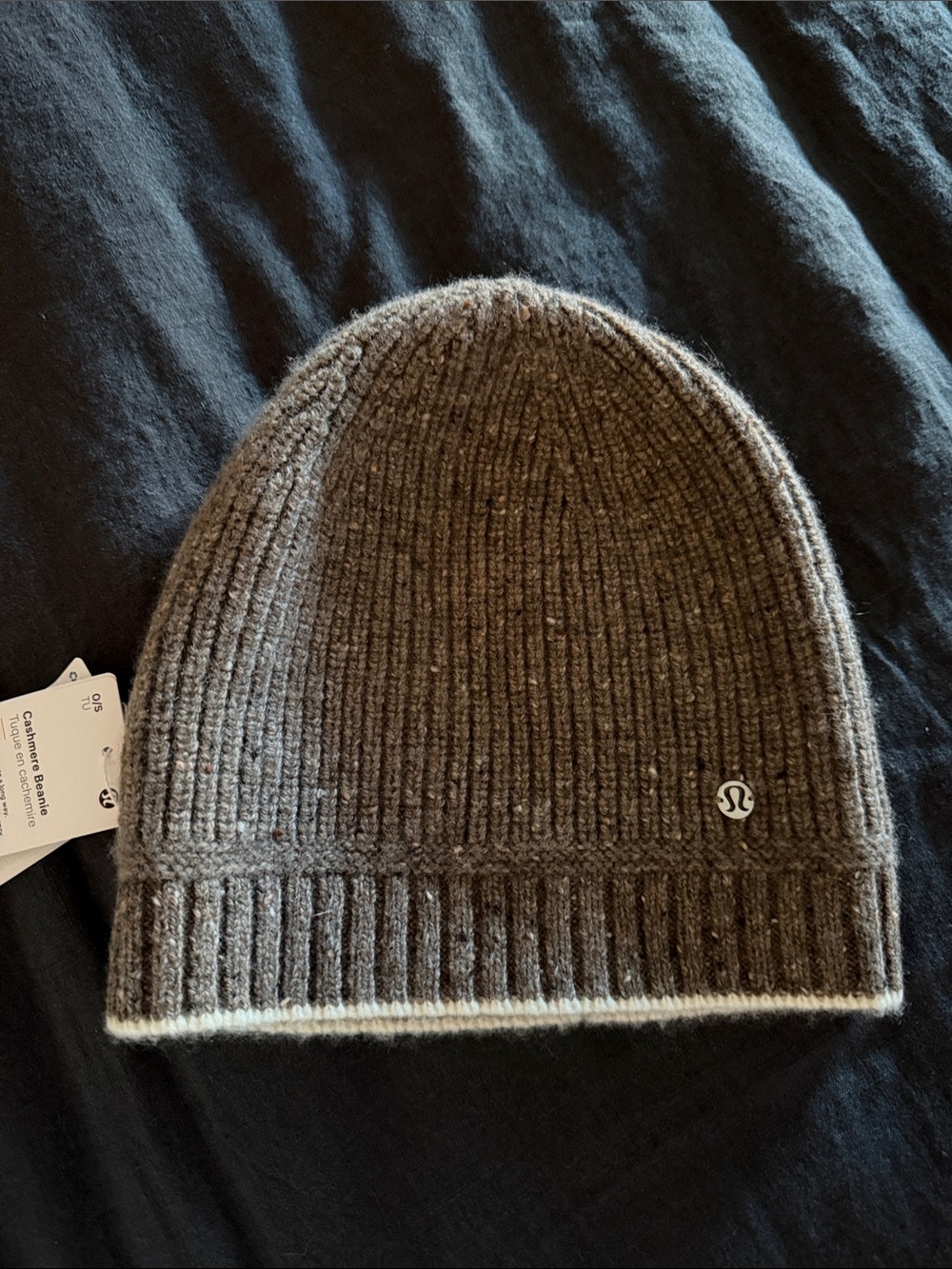 lululemon athletica Brown Ribbed Beanie with Cream Trim